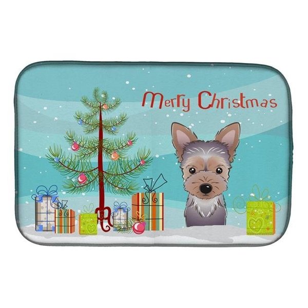 Carolines Treasures Carolines Treasures BB1604DDM Christmas Tree & Yorkie Puppy Dish Drying Mat BB1604DDM